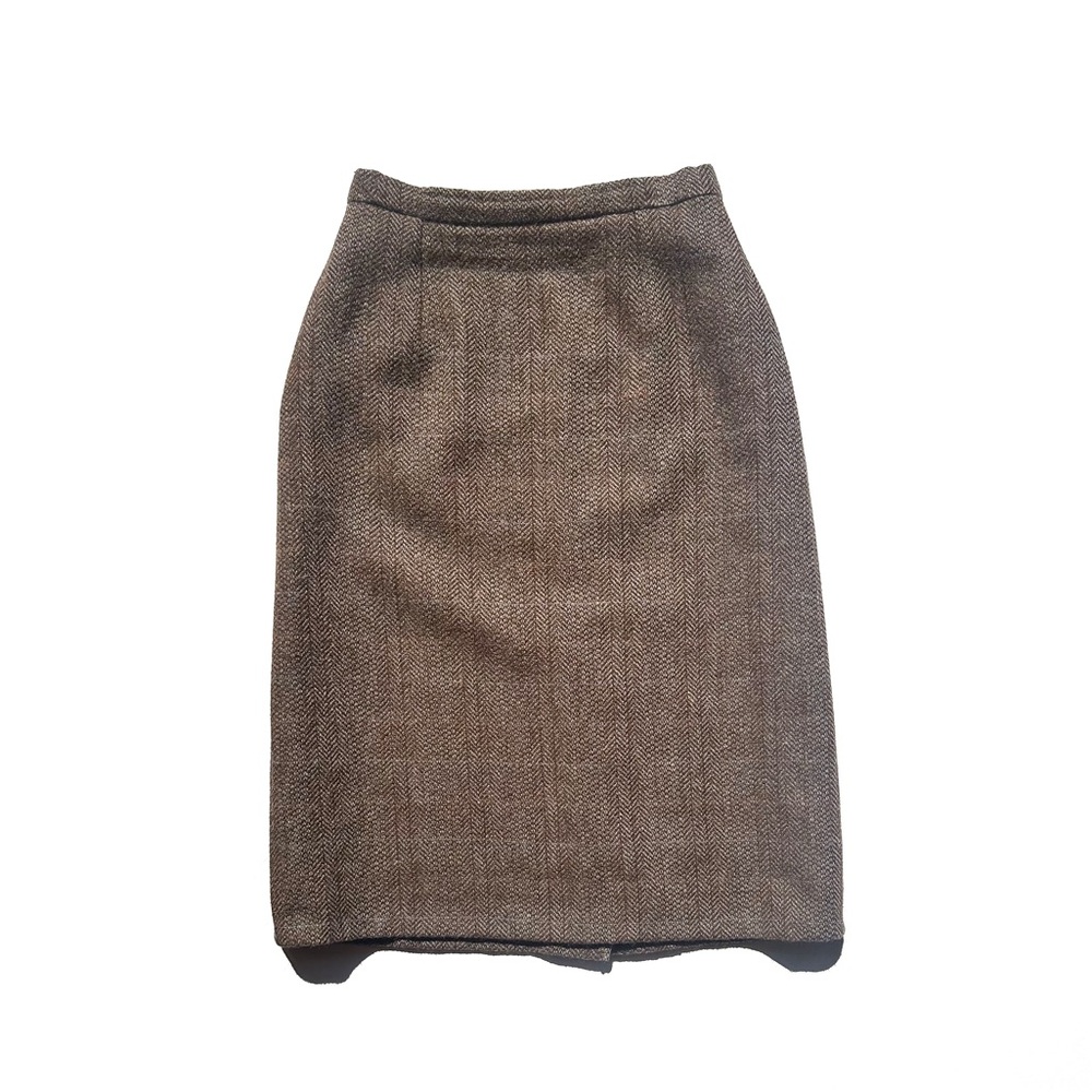 Handmade Wool Brown Pencil Midi Skirt Size 4-6